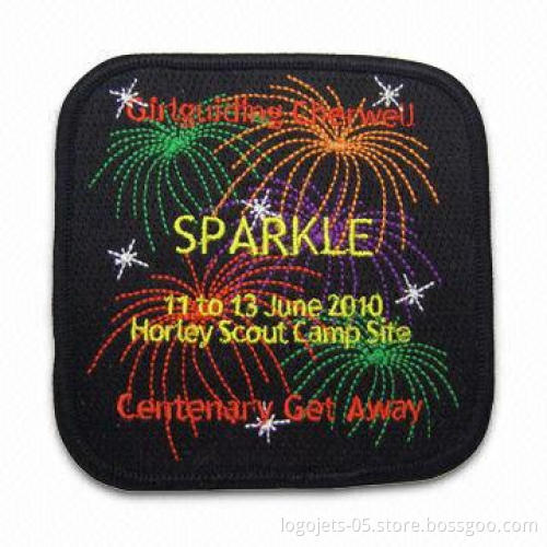 Embroidered Patches with Glitters, Made of PVC, Customized Designs are Welcome